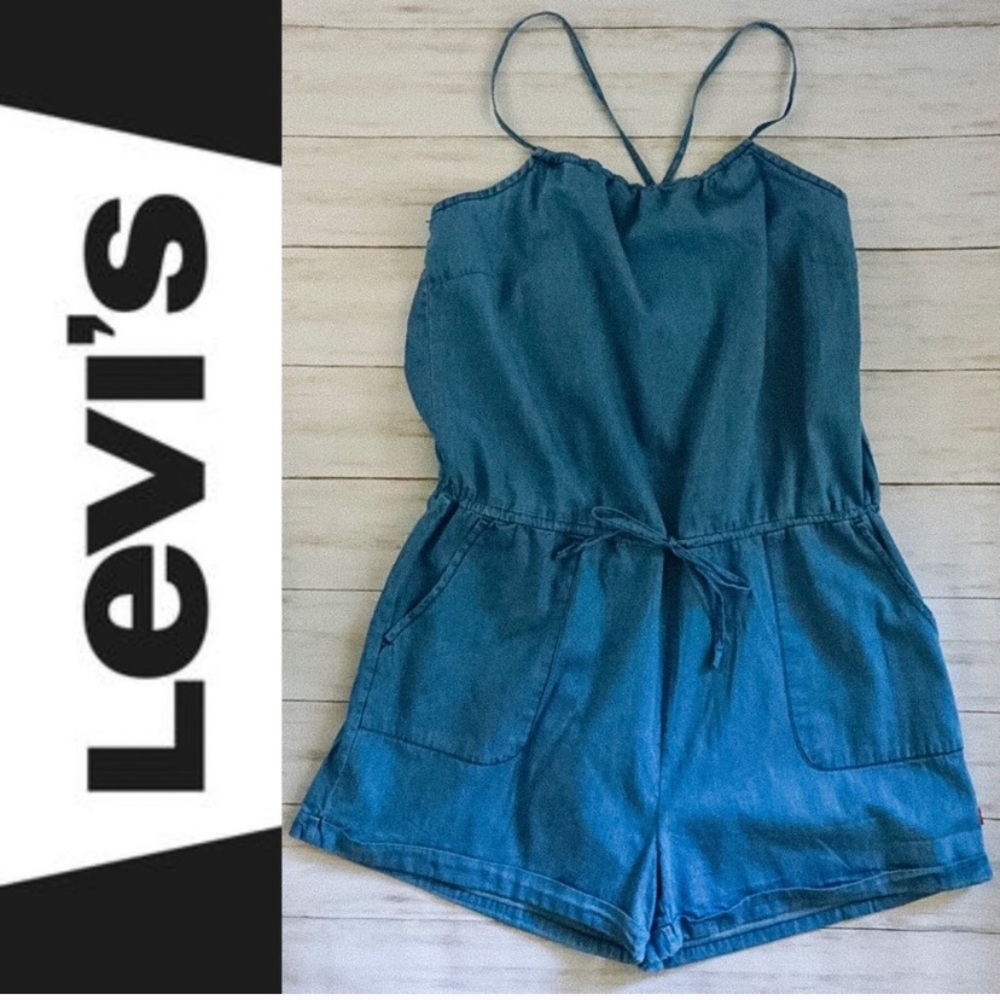 Levi's Denim Chambray Romper Jumper w/ Pockets